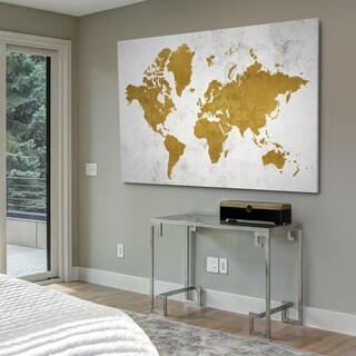 Golden World Map - Gallery Wrapped Canvas