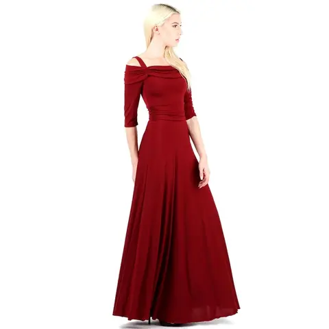 Evanese Women's Formal Long Eveing Jersey Dress with 3/4 Sleeves