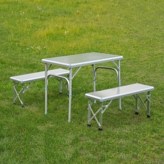 Outsunny Portable Outdoor Picnic Table with Folding Bench Seats