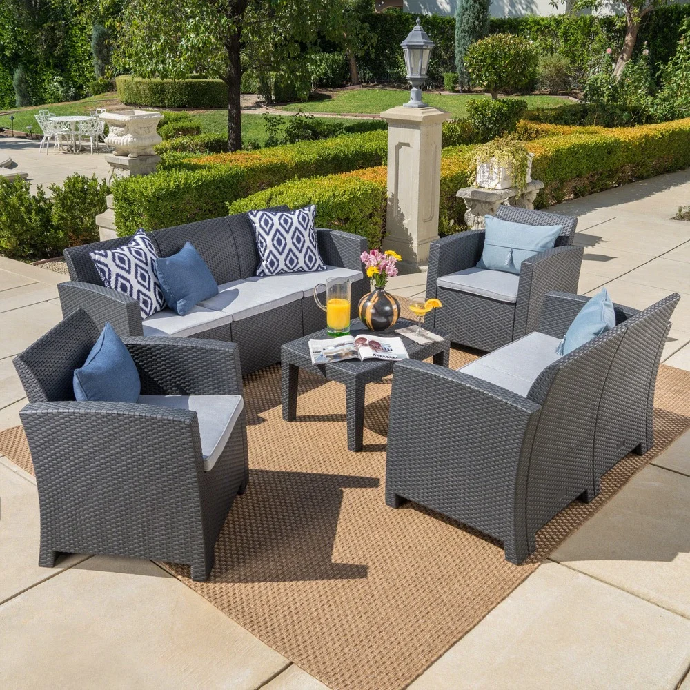 Daytona Outdoor 5-piece Chat Set with Sofa and Cushions by Christopher Knight Home