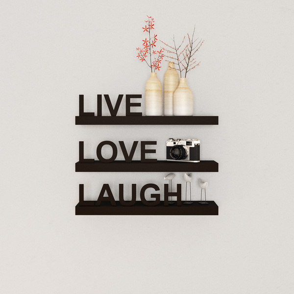 Porch & Den Montclair William Laminate 'Live, Love, Laugh' Inspirational Wall Shelves (Set of 3)