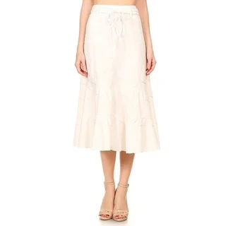Women's Solid Mid-Length Skirt with Zip Up Back