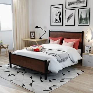 Lisann Industrial Wood Queen Bed Frame by Christopher Knight Home