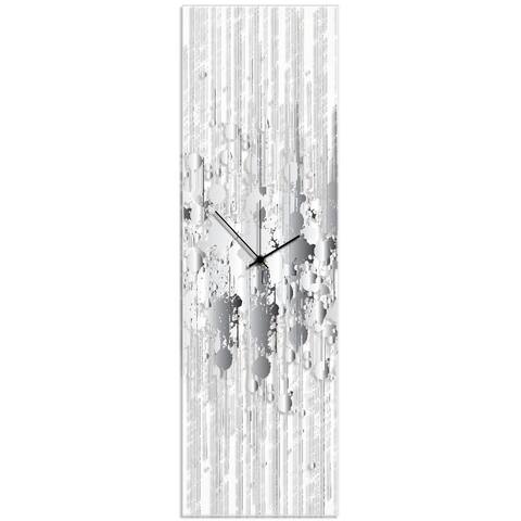 Adam Schwoeppe 'Black and White Paint Splatter Clock' 9in x 30in Contemporary Decor on Plexiglass