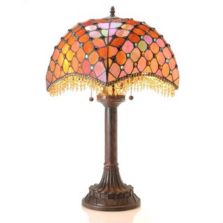 Tiffany-style Amber Beaded Table Lamp