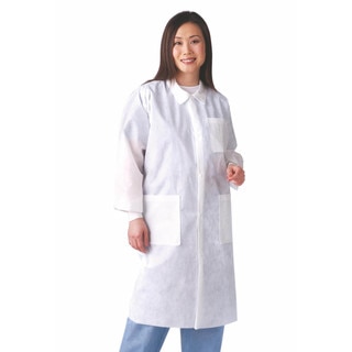 Medline White SMS Disposable Lab Coat - Small (Case of 30)