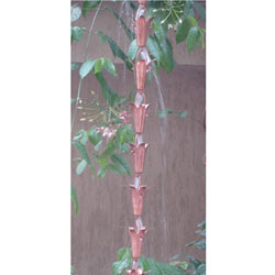 Monarch Pure Copper Lily Rain Chain 8.5-Foot Inclusive of Installation Hanger