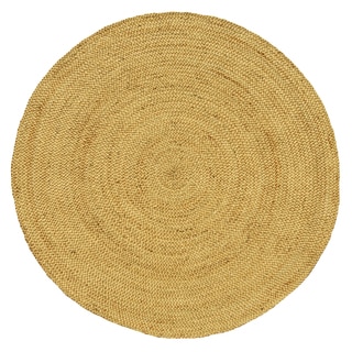 Hand-woven Braided Bleached Natural Jute Rug (8' Round)