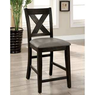 Furniture of America Desmond Rustic Dark Walnut Counter Height Chair (Set of 2)
