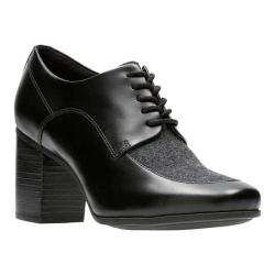 Women's Clarks Kensett Darla Heel Black Leather/Textile Combination