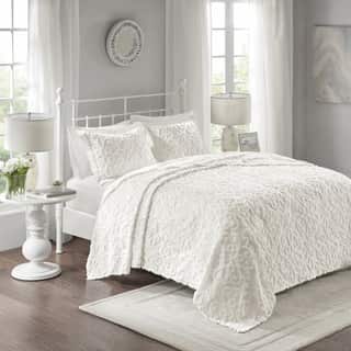 Madison Park Sarah White Cotton Chenille Oversized Bedspread Set
