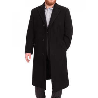 Calvin Klein Classic Fit Full Legnth Black Wool Blend Overcoat