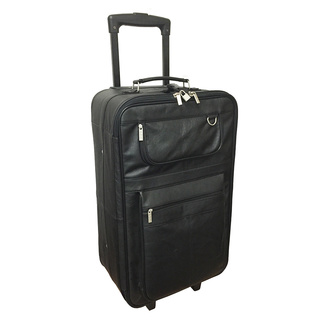 Amerileather Black Leather 26-inch Rolling Upright Suitcase
