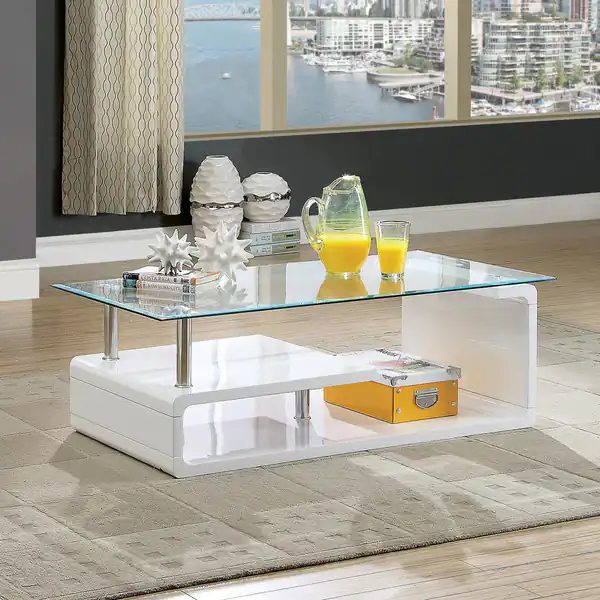 Furniture of America Rost Contemporary White 47-inch 2-shelf Coffee Table