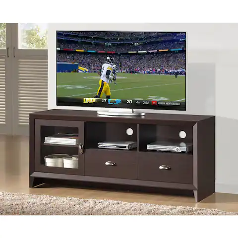 Urban Designs Modern TV Stand with Storage for TV Up To 60 - Wenge - 59"