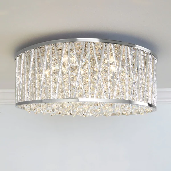 Collins Laser-cut Aluminum and Crystals LED Ceiling Light