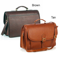 Aston Leather Double-compartment Oversized Briefcase