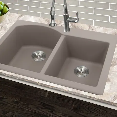 Highpoint Collection 60/40 Topmount Granite Composite Truffle Sink
