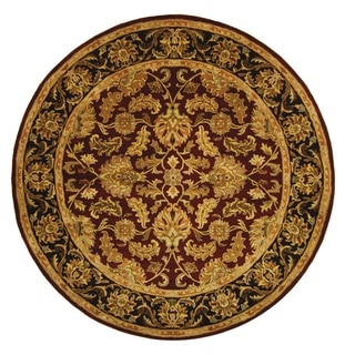 Safavieh Handmade Heritage Traditional Kashan Burgundy/ Black Wool Rug (6' Round)