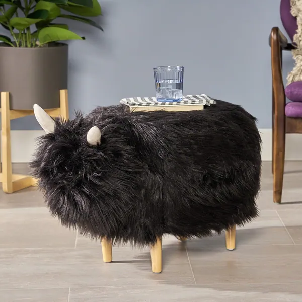 Levi Furry Yak Ottoman by Christopher Knight Home