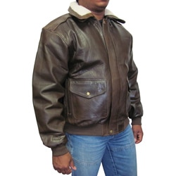 Amerileather Men's Distressed Brown Leather Bomber Jacket
