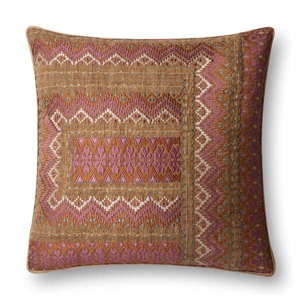 Classic Pink/ Rust Embroidered 22-inch Throw Pillow