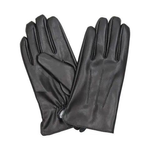 Mens Black leather gloves Insulated windproof Fur Lined Pu leather Gloves