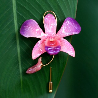 Eternal Orchid Natural Orchid Gold-plated Stickpin (Thailand)