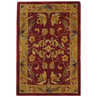 Safavieh Handmade Hereditary Burgundy/ Gold Wool Rug (2' x 3')