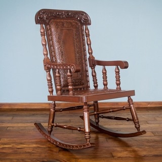 'Nobility' Cedar and Leather Rocking Chair (Peru)