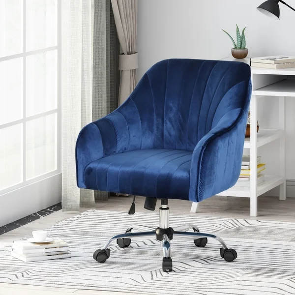 Channel Tufted Velvet Swivel Office Chair by Christopher Knight Home - N/A
