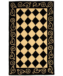 Safavieh Hand-hooked Diamond Black/ Ivory Wool Runner (2'6 x 4')