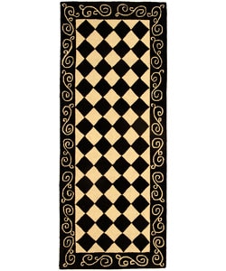 Safavieh Hand-hooked Diamond Black/ Ivory Wool Runner (2'6 x 6')