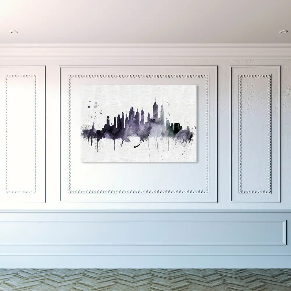 Oliver Gal 'NY Skyline' Cities and Skylines Wall Art Canvas Print - Purple, White
