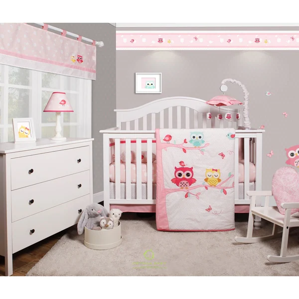 OptimaBaby Owls 6 Piece Baby Nursery Crib Bedding Set
