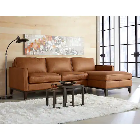 Pimlico Top Grain Leather Sectional with Chaise