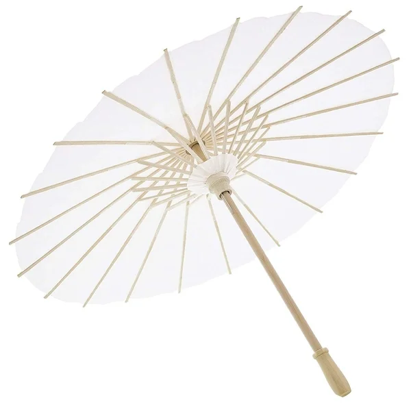 6 Pack White Paper Parasol Umbrella for Wedding DIY Crafts Party Decor 15.7 in