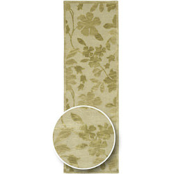 Hand-knotted Green/Beige Floral Karur Semi-Worsted Wool Runner Rug (2'6 x 10')