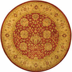 Safavieh Handmade Antiquities Mashad Rust/ Ivory Wool Rug (3'6 Round)