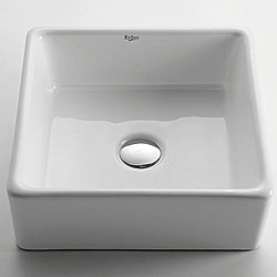 Kraus White Square Ceramic Vessel Sink