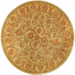 Safavieh Handmade Heritage Timeless Traditional Green/ Gold Wool Rug (3'6 Round)