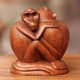 Handmade 'Romancing Monkey' Wood Statuette (Indonesia) - Thumbnail 0