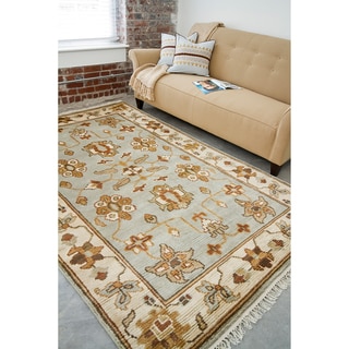 Hand-knotted Light Blue Southwestern Park Ave New Zealand Wool Rug (8' x 11')