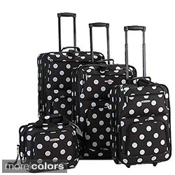 Rockland Polka Dot 4-piece Expandable Luggage Set