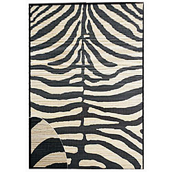 Hand-woven Zebra Rayon from Bamboo Rug (5' x 8')