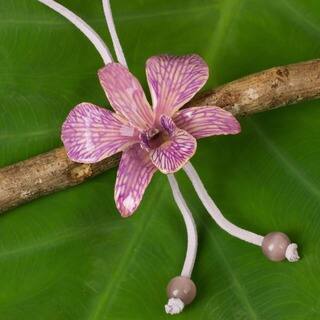 Handmade Natural Orchid 'Exotic Purple Bloom' Necklace (Thailand)