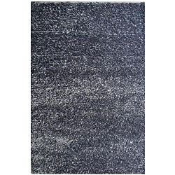 Hand-woven Casual-style Maroon/ Blue Polyester Rug (5' x 8')