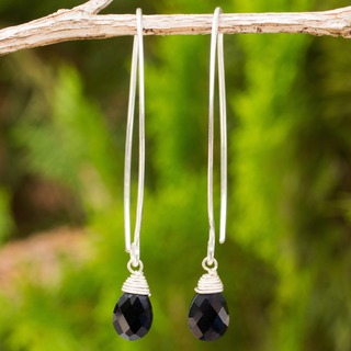 Silver and Black Spinel 'Sublime' Earrings (Thailand)