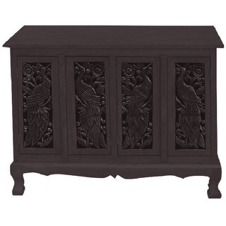 Hand-carved Peacocks Storage Cabinet/ Sideboard Buffet
