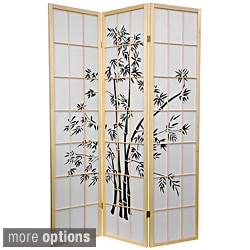 Wood and Rice Paper 6-foot Lucky Bamboo Room Divider (China)